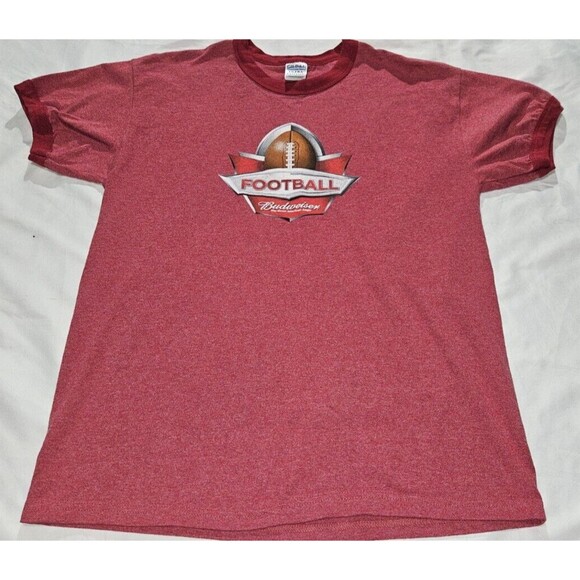 BUDWEISER SHIRT FOOTBALL GILDAN TSHIRT Size XL Mens Red lager short sleeve - Picture 1 of 11